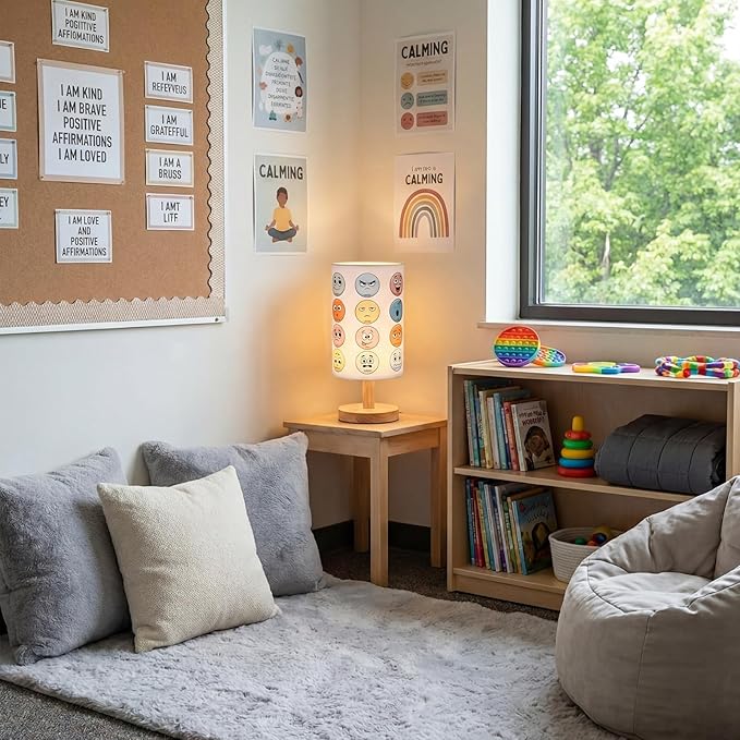 Classroom Lamp Calming Corner Decor Cozy Center 11.61 Inches Small Bedside Desk Lamp USB Rainbow Reading Book Center Supplies for Home Bedroom Playroom Nursery
