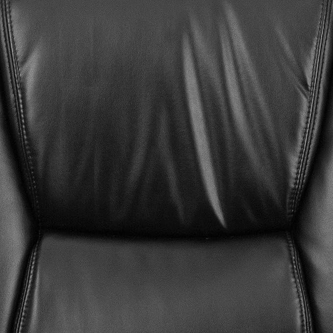 Flash Furniture LeatherSoft Executive Reception Chair with Padded Armrests and Sled Base, Upholstered Side Chair for Living Room or Office, Black