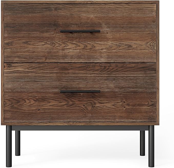 31.5" Solid Wood Vertical File Cabinet with 2 Drawers, Farmhouse Large Tall Filing Cabinet for Home Office, Adjustable Removable Hanging Bars for Letter, Legal Size, Printer Stand