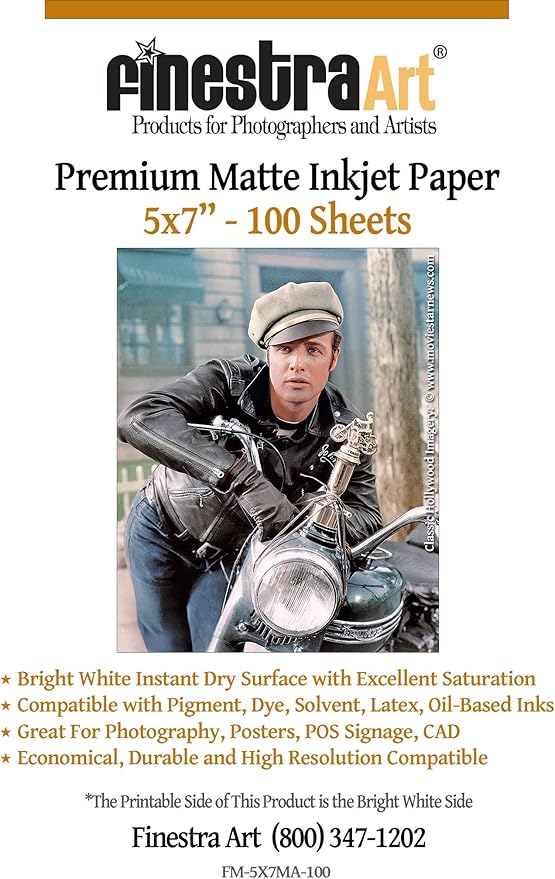 5" X 7" Premium Arctic Matte Inkjet Photo Paper - 100 Sheets