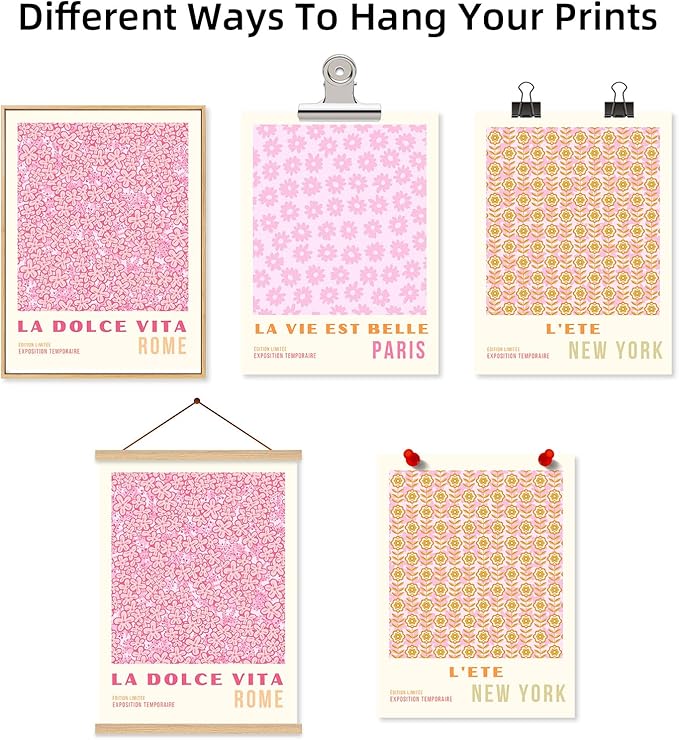 Pink Flower Market Wall Art Decor Aesthetic Abstract Canvas Floral Minimalist Wall Art Pictures Orange Floral Prints Artwork Botanical Flower Poster Colorful Painting 16x24 Inch Unframed set Of 3