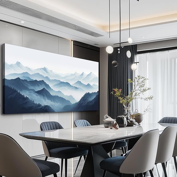 MHARTK66 Large Wall Art For Living Room Canvas Wall Decor For Office Bedroom Decor Art Black And White Grey Mountain Scenery Wall Painting View Pictures Artwork Hotel Room Home Decor 30x60 In