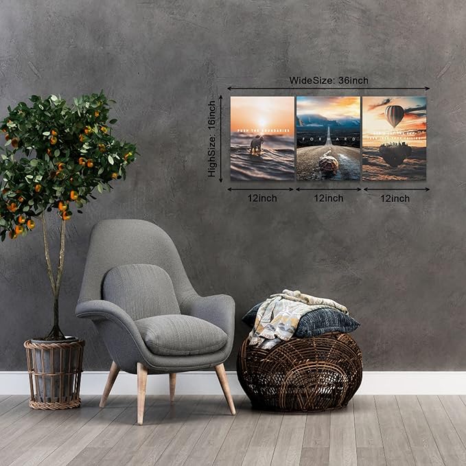 BWSPACE Motivational Canvas-Inspirational 3 Pieces Wall Art Decorations for Office Living Room and Bedroom Decor