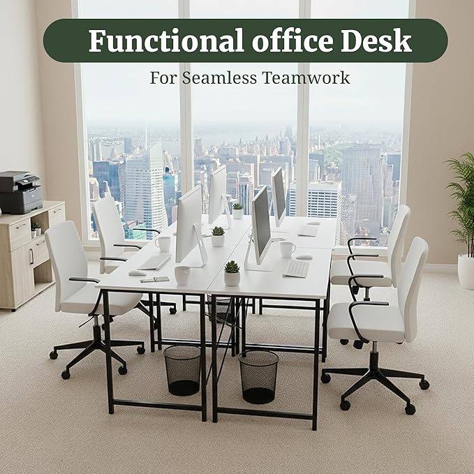 Computer Desk 32 Inch, Simple Home Office Desk Study Writing Table, Sturdy Metal Frame, Scratch-Resistant MDF Desktop for Bedroom Dorm Workspace Small Space, White