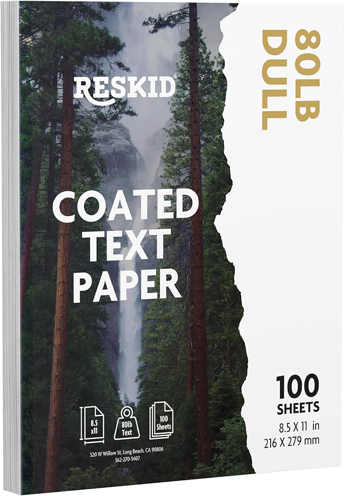 Double-Sided 80lb Dull Text Digital C2S Paper – Perfect for Color Laser Printing, Design Proposals, Flyers, Brochures | 8.5 x 11 | Dull Coated | 100 Sheets (80lb Dull, 8.5x11)
