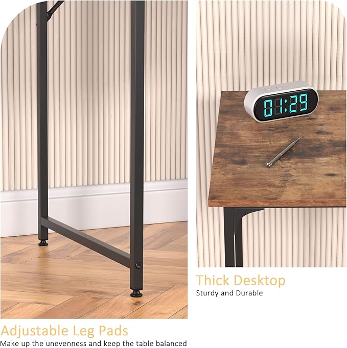 39 Inch Computer Desk with Wood Board and Metal Frame, Modern Simple Style Work Desk with Adjustable Feet, Study Gaming Desk Table for Home Office, Bedroom, Small Spaces