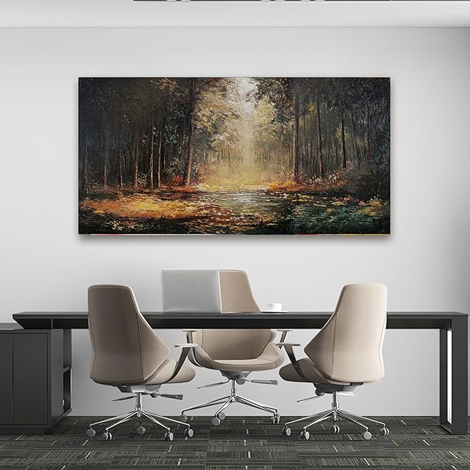 Canvas Wall Art Decor Large Wall Art Pictures for Living Room Landscape Natural Wall Art Decor Artwork for Walls Mystical Path Yellow Forest Wall Art Prints Art Work for Home Office Wall Decor 24"x48"
