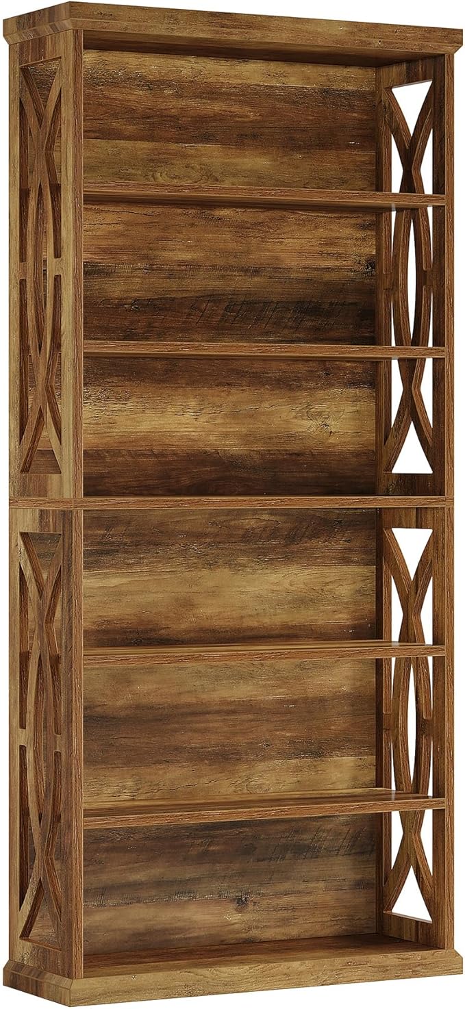 Tribesigns 6-Tier Bookshelf, 71 Inches Tall Freestanding Bookcase, Large Industrial Bookshelves Display Shelves, Wooden Book Shelf for Home Office, Living Room, Bed Room, Rustic Brown