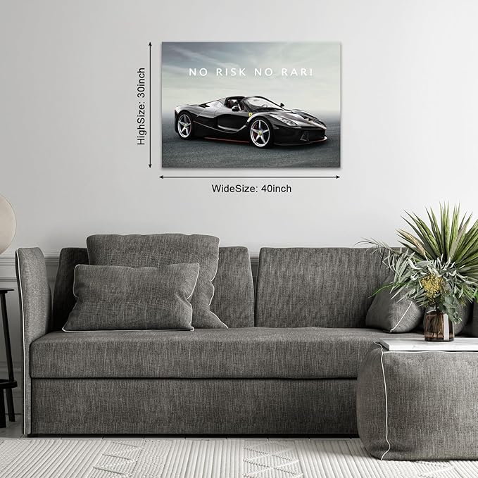 BWSPACE Canvas Wall Art No Risk No Rari Motivational Car Quotes Poster Canvas Painting Wall Art Decor For Living Room Bedroom Office Ready To Hang (Inspirational-1, 30x40 inches)