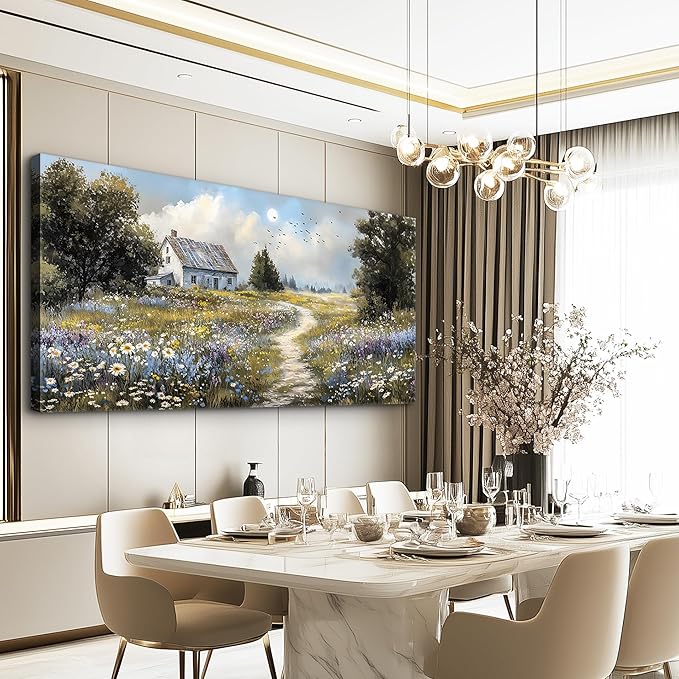 FUHAIHUA Large Wall Decor For Living Room Canvas Wall Art For Office Modern Wall Decorations For Bedroom Farmhouse Landscape Painting Countryside Pictures Artwork Room Home Decor 24x48 In