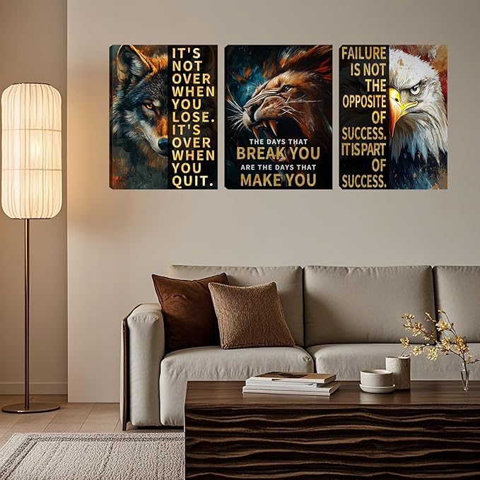 3 Panel Print Canvas Wall Art Motivational Office Wall Decor Painting Inspirational Posters Modern Inspiring Artwork for Home Living Room Bedroom Wall Decor Office Wall Art Ready to Hang - 48"Wx24"H