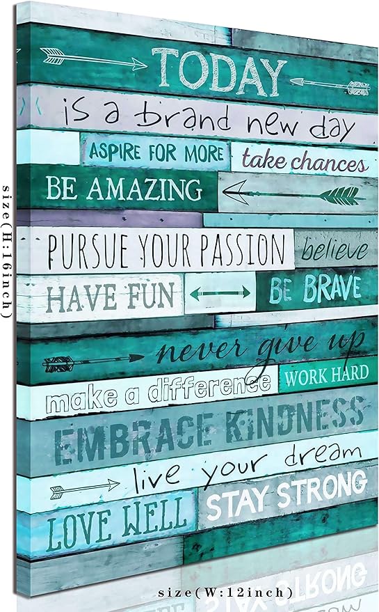aburaeart Inspirational Wall-Art - Quotes Office Teal Decor For Bedroom - Word Artwork For Home Walls Size 12x16