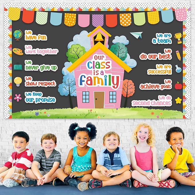 Motivational Bulletin Board Classroom Decorations Our Class is A Family Bulletin Board Set Colorful Positive Affirmation Inspirational Quote Paper Cutouts for Back To School Nursery Chalkboard Supplie