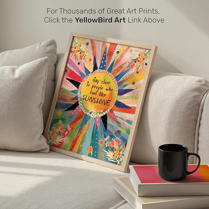Inspirational Sunshine Wall Art 11x14 - Positive Affirmation Quote Decor for Office & Home - Colorful Motivational Poster for Women - Uplifting Happiness Gift for Bedroom & Living Room - Unframed