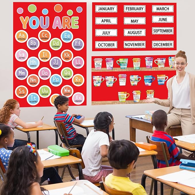 Qyeahkj 17.7in x 20ft Bulletin Board Paper Roll Bulletin Board Background Paper Fade Resistant Classroom Decoration Poster Art Craft Home Wall Education Decor Supplies Red