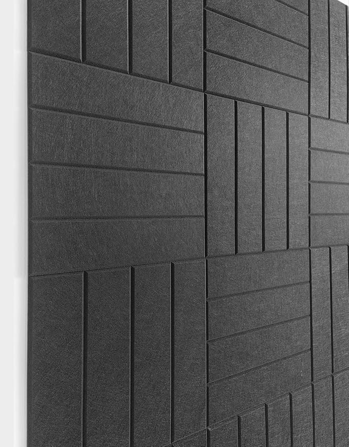 Felt Bulletin Board Tiles | Modern Cork Board Alternative | Large Cork Boards for Walls | Aesthetic Felt Wall Panels for Office & Home Decor | Pinboard & Photo Board (12-Pack) | Black