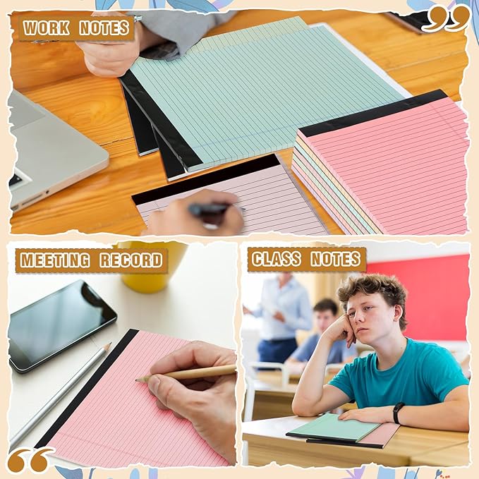 Fuutreo 8 Pcs 8.5'' x 11'' Colored Legal Pad 50 Sheets Per Writing Pads Narrow Ruled Notepad Perforated Writing Notepad Office Supplies for College Office Business (Bohemian Color)