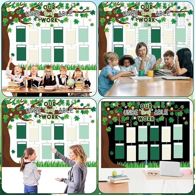 Student Work Display Bulletin Board Spring Tree Bulletin Board Decoration Unbeleafble Work Classroom Wall Decor Leaves Paper Cutouts for Spring Teachers Students Motivational Back to School Supplies