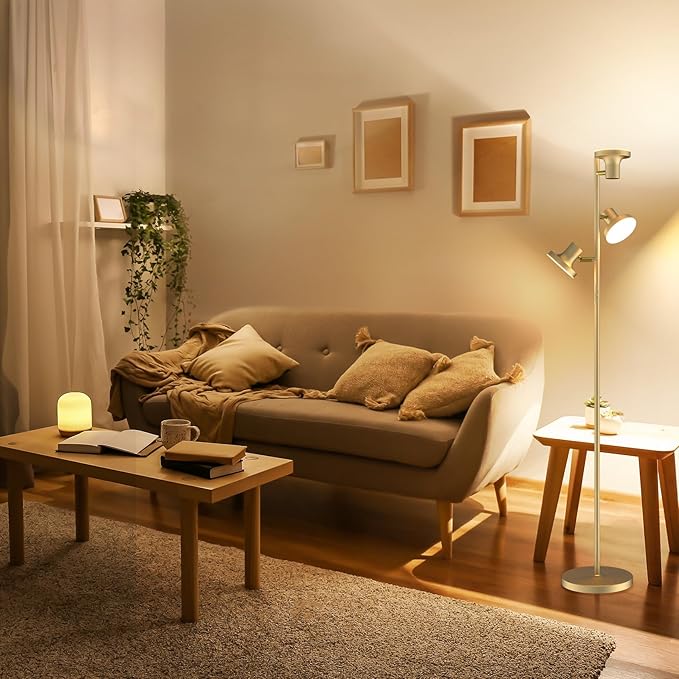 36W LED Tree Floor Lamp, Modern Dimmable Standing Lamp with Remote & Touch Control, 4 Color Temperatures, 3 Rotatable LED Light Floor Lamps for Living Room, Bedroom, Office