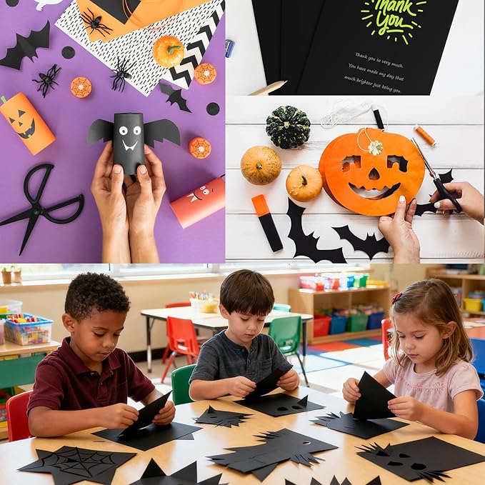 100 Sheets 65lb Black Cardstock, 8.5" x 11", Printer Black Paper for DIY Craft Card Making Blank Invitation Halloween Supply, 65LB Cover 180 GSM
