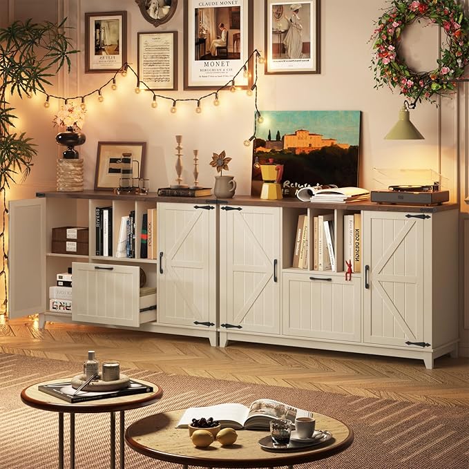 Lateral File Cabinet with Drawer, Farmhouse File Cabinet for Letter/a4/Legal Size Hanging Files, Large Wood File Storage Cabinets Printer Stand for Home Office Cabinets, Rustic White