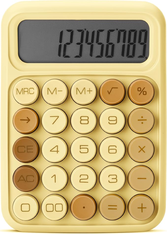 Mr. Pen- Mechanical Switch Calculator, 12 Digits, Large LCD Display, Beach Sand, Mechanical Calculator Big Buttons