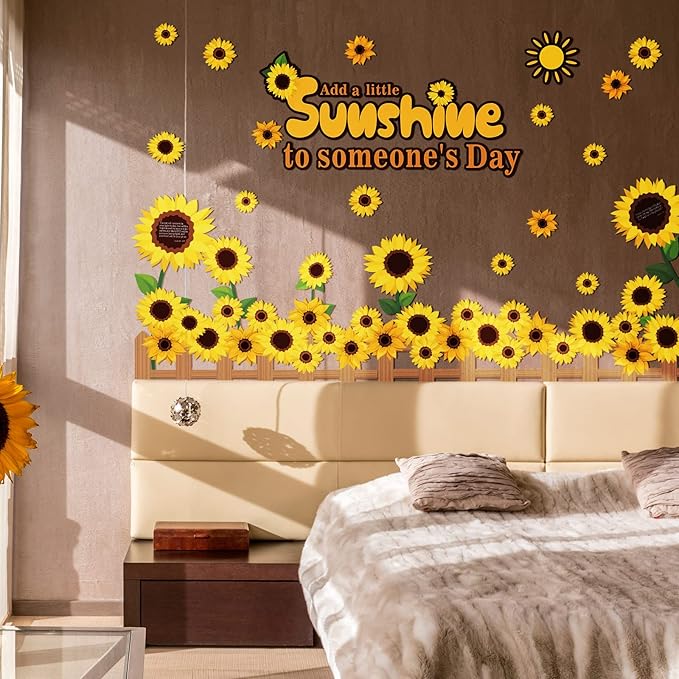 Colarr 92 Pcs Spring Sunflower Bulletin Board Decorations Summer Sun Flower Cutout Classroom Decor Inspirational Yellow Flowers Bulletin Boards Set for School Window Wall Door Home Office Decoraction