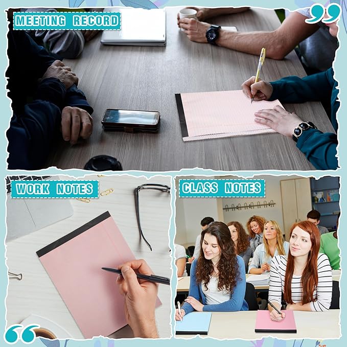 Fuutreo 8 Pcs 8.5'' x 11'' Colored Legal Pad 50 Sheets Per Writing Pads Narrow Ruled Notepad Perforated Writing Notepad Office Supplies for College Office Business (Candy Color)