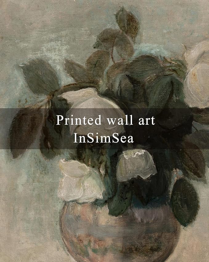 InSimSea Framed Canvas Prints Art Vintage Decor, Large Flowers in Vase Paintings Wall Art, Floral Pictures Home Decor for Bedroom Bathroom, Kitchen Office Living Room Wall Decoration, 16"x24"