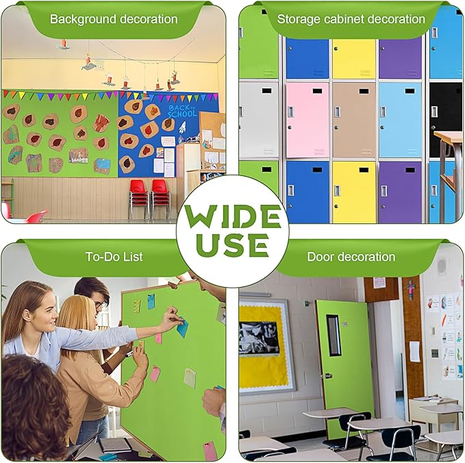 16 in x 40 Ft Fabric Bulletin Board Roll Classroom Non Woven Fabric Background Decorations Waterproof Wrinkle Resistant Bulletin Board for Back to School Wall Decor(Fruit Green,Pure)