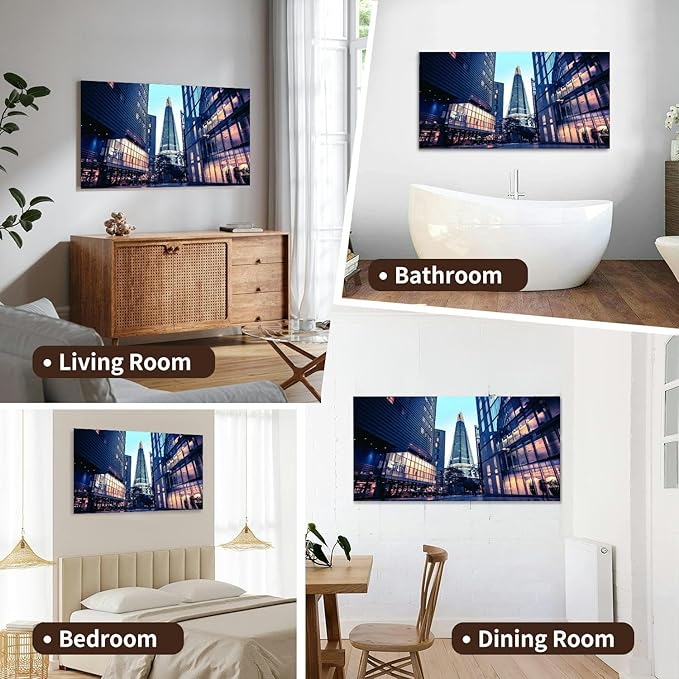 Canvas Wall Art for Living Room Bedroom The Shard Central London at dusk Big Large Wall Art Decor Framed Painting Wall Pictures Prints Artwork Office