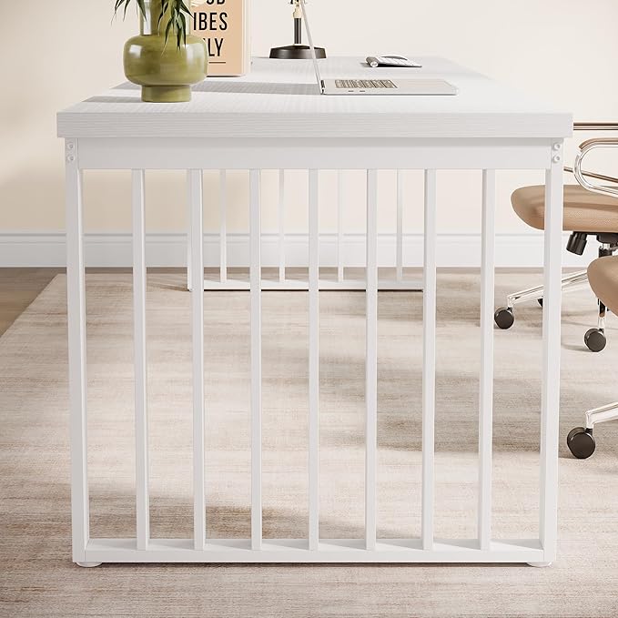Tribesigns 78" Extra Long Computer Desk, 2-Person Desk with Metal Legs, Industrial Double Desk for Home Office (White)