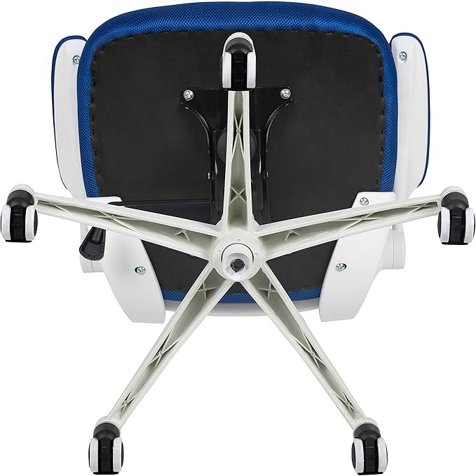 Flash Furniture Kelista Office Chair, Ergonomic, Mid-Back, White Frame, Blue Mesh with Swivel