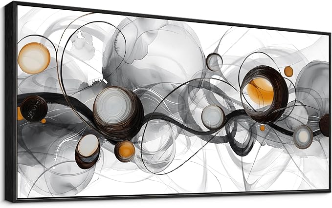 XLSJERST Large Size Frame Wall Art for Living Room - Abstract Artwork Minimalist Painting Modern Black and White Canvas Picture Boho Gray Wall Art