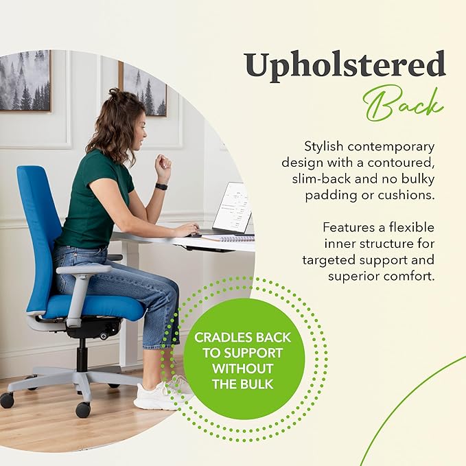 HON Ignition 2.0 Fabric Office Chair, Upholstered, Adjustable Arms, Advanced Synchro-Tilt Recline Executive Ergonomic Office Chair, Titanium Frame, Fog