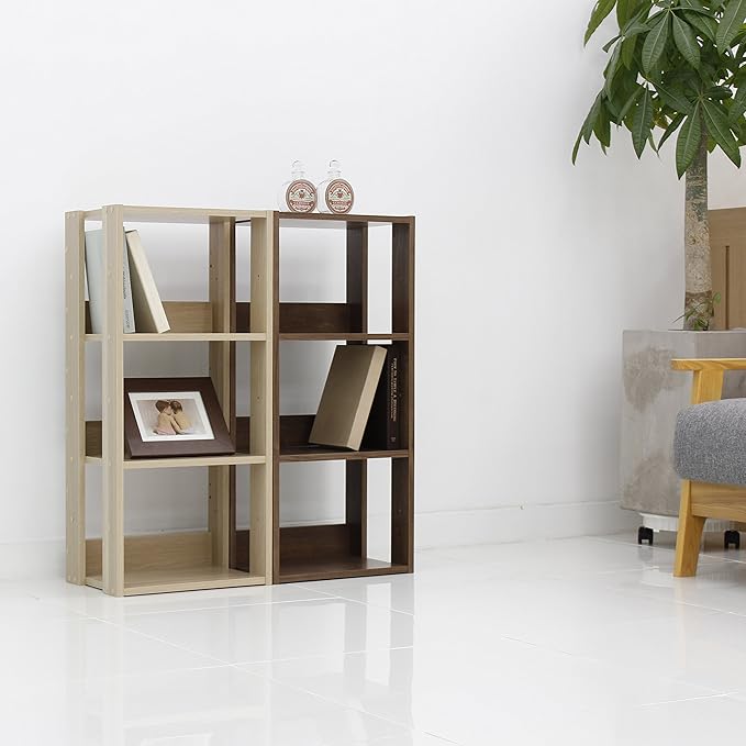 IRIS USA 3-Tier 16" Medium Open Wooden Bookshelf with Adjustable Shelves, Easy Assembly Bookcase Farmhouse Shelf for Small Spaces Bedroom Office Living Room Indoor, Brown