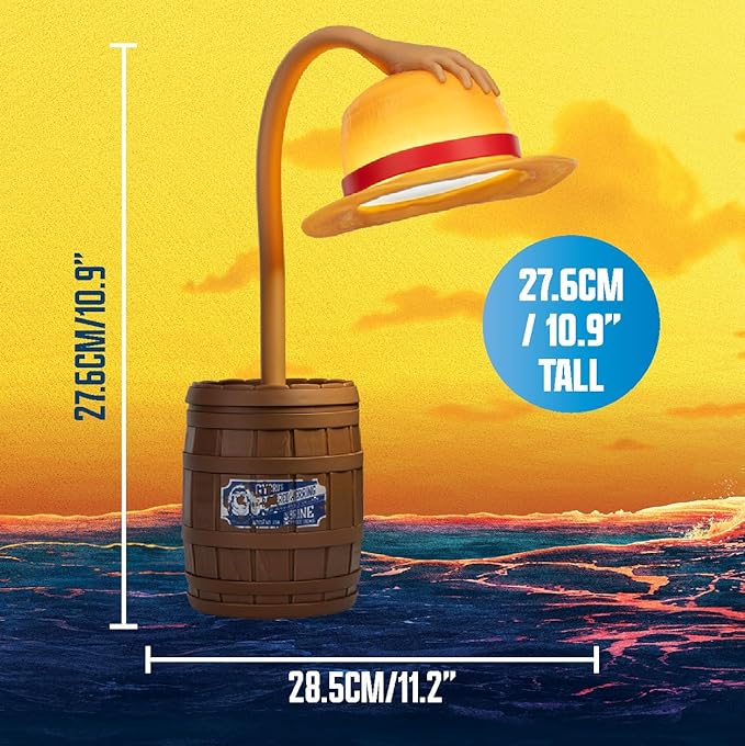 Paladone One Piece Straw Hat Posable Desk Light, Officially Licensed Anime Bendable Lamp for Pop Culture Fans, Bedroom, Home, Office