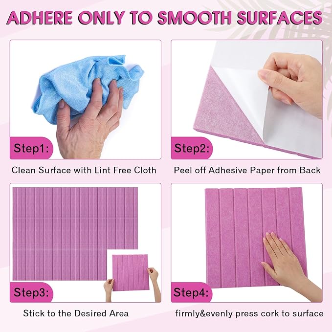 Honoson 12 Pack 47" x 35" Large Cork Board Alternative Felt Bulletin Board Wall Tiles with Safe Square Adhesive Large Roll Cork Tiles for Walls Organize Home Office Classroom Pin Panels(Purple)