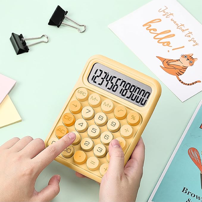 Mr. Pen- Mechanical Switch Calculator, 12 Digits, Large LCD Display, Orange Calculator Big Buttons