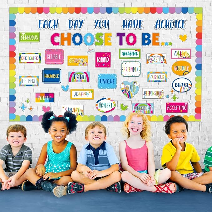 Colorful Bulletin Board Set Rainbow Motivational Decoration for Classroom Inspirational Posters Choose to Be Positive Accent Cutouts Colorful Bulletin Boards for Teachers School Wall Supplies