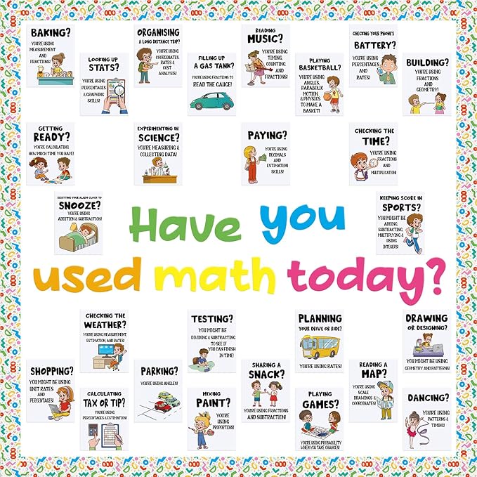 Mooliwe Math Classroom Decor Welcome Back to School Bulletin Board Set DIY Paper Die Cuts Decorating Supplies for First Day of School Craft Classroom Wall Decor