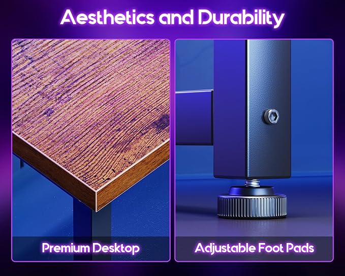 Casaottima 51 Inch L Shaped Gaming Desk, Corner Table Sturdy Workstation for Home Office, Writing, Gaming, Computer Desk for Small Space, Easy Assembly, Rustic Brown