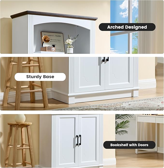 LIDYUK White 5 Tier Book Shelf and Bookshelf with Storage Cabinet Doors, 72 Inch Tall Bookcase, Wooden Cube Storage Organizer, Display Cabinet Furniture, Living Room, Pantry