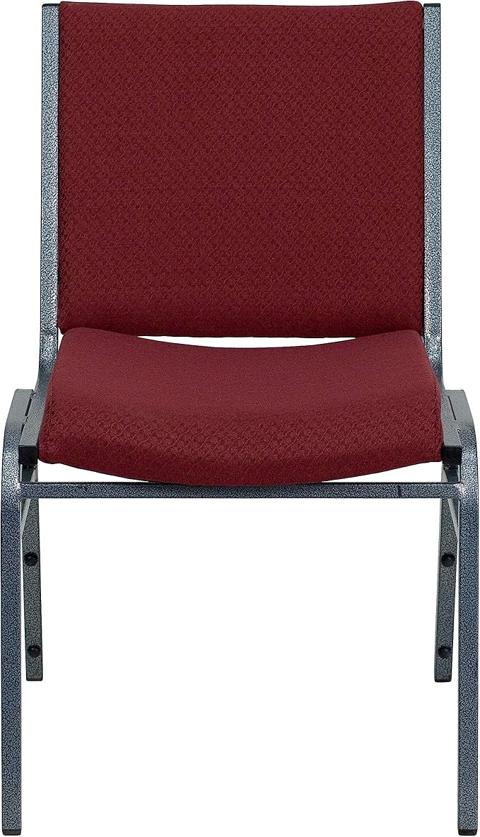 Flash Furniture HERCULES Series Heavy Duty Burgundy Patterned Fabric Stack Chair with Ganging Bracket