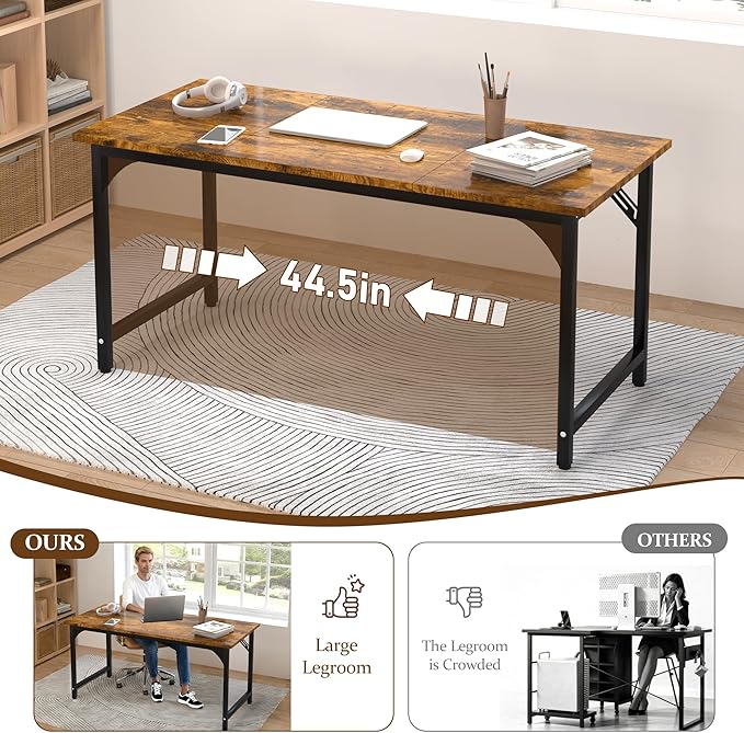 47 X 23.6 inch Computer Desk, Office Desk with Deeper & Thicker Desktop, Modern Simple Study Table with Sturdy Metal Frame & Large Legroom, Study Writing Work Desk for Home Office, Bedroom