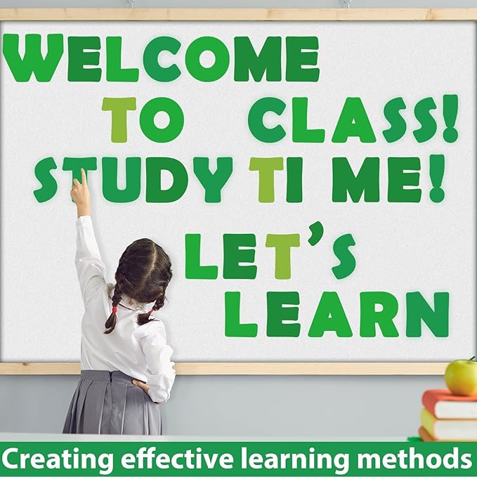 150 PCS Large 7" Bulletin Board Letters Set, Spring Green Classroom Alphabet Cutout Letter for Bulletin Board Display Home School, A Great Helper to Inspire Students' Learning Interest