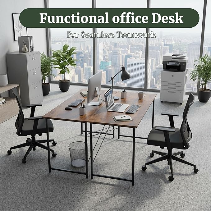 Computer Desk 48 Inch, Home Office Desk Simple Study Writing Table, Sturdy Metal Frame, Scratch-Resistant MDF Desktop for Bedroom Dorm Workspace, Brown