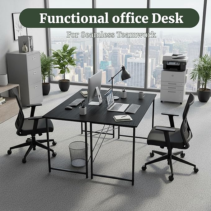 Computer Desk 44 Inch, Home Office Desk Simple Study Writing Table, Sturdy Metal Frame, Scratch-Resistant MDF Desktop for Bedroom Dorm Workspace Small Space, Black