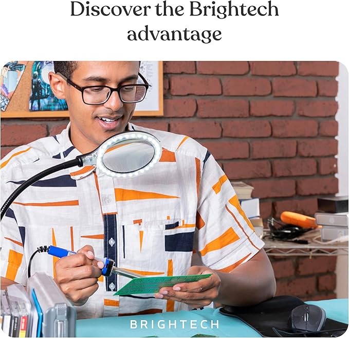 Brightech LightView Flex Magnifying Desk Lamp, 1.75X Light Magnifier, Adjustable Magnifying Glass with Light for Crafts, Reading, Close Work
