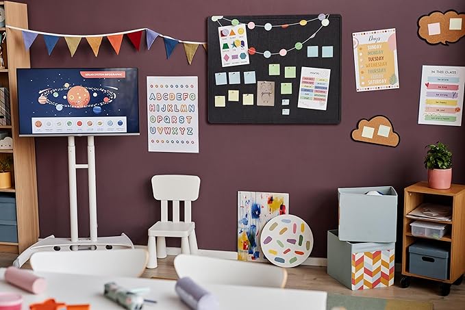 Large Bulletin Board - Foldable 36x24 Inches Cork Board Alternative with 20 Push Pins, 3' x 2' Self-Adhesive Felt Bulletin Board for Wall, Home Office Classroom Decor
